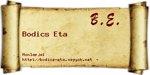 Bodics Eta névjegykártya